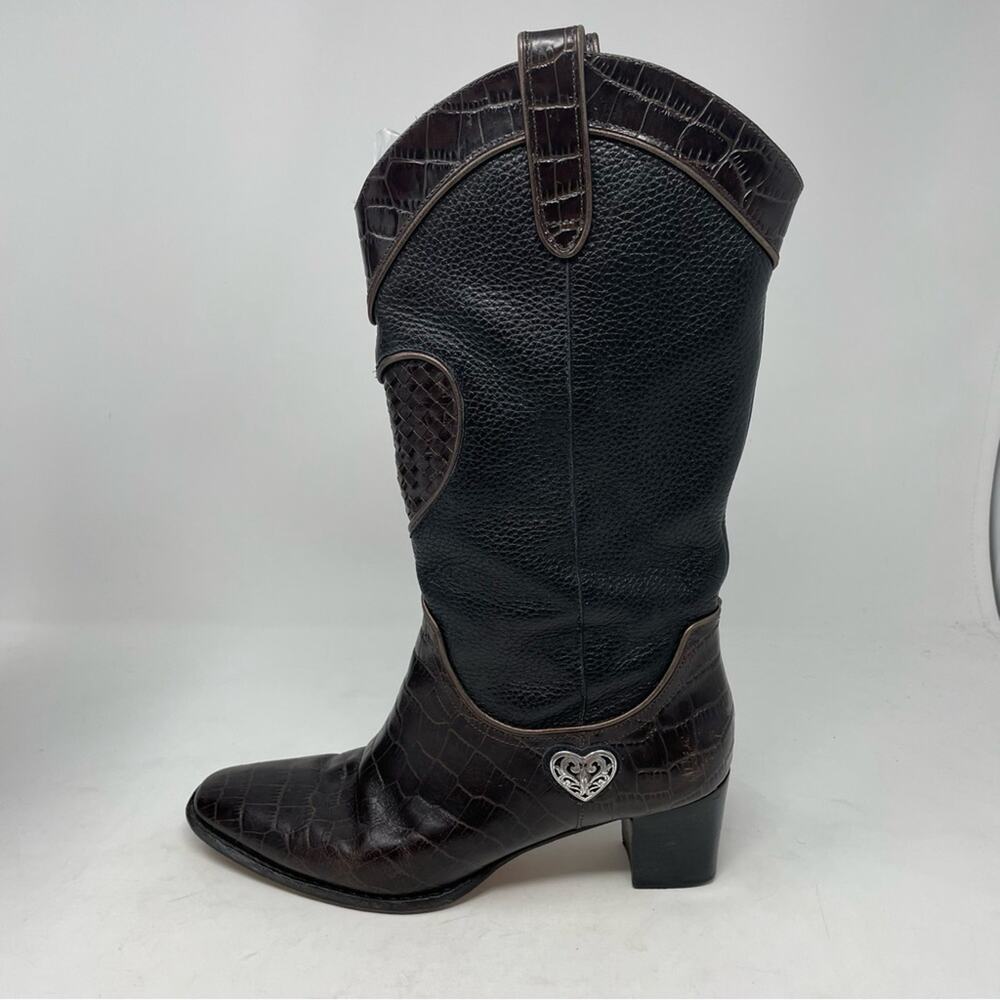 Brighton Brown Black Toby Cowboy Boots 7.5M - Picture 6 of 11